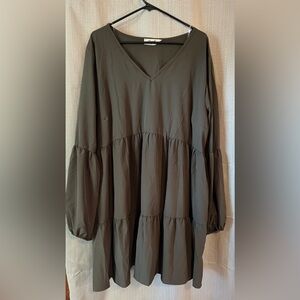 NWOT Plus size Long sleeved Baby Doll Dress. Olive Green Size 3x